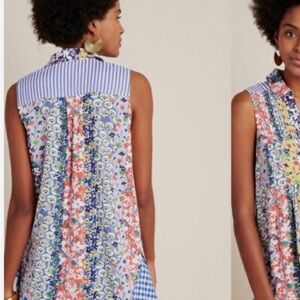 Maeve for Anthropologie whimsical pintuck sleeveless top medium